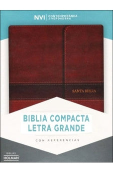 Biblia NVI Compacta Letra Grande Marrón Símil Piel con Índice y Solapa con Imán