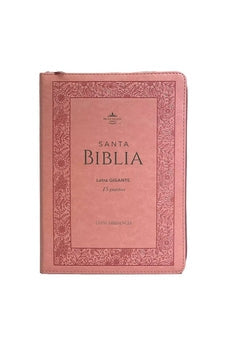 Biblia RVR 1960 Letra Gigante Símil Piel Rosa Flores con Índice y Cierre