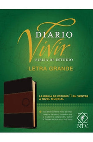 Biblia NTV de Estudio Diario Vivir Letra Grande Símil Piel Duotono Café con Índice