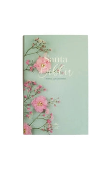 Biblia RVR 1960 Letra Grande 12.5 puntos Tamaño Manual Tapa Flex Flores Turquesas